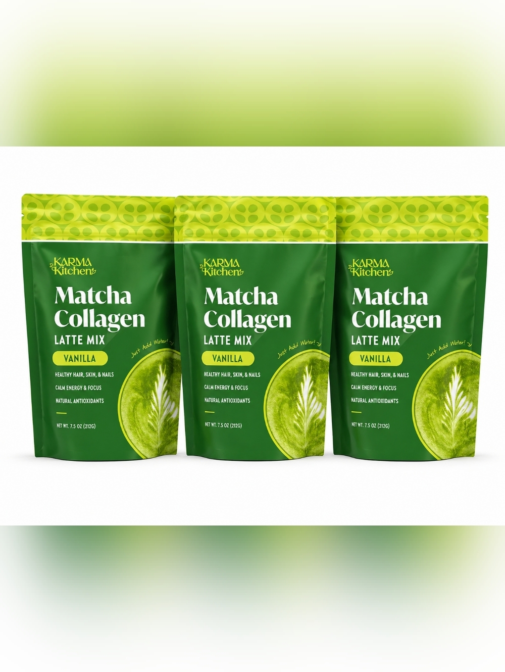 Matcha Collagen Latte Mix Vanilla 7.5oz – Pack of 3 | Skin Hair Nails Support